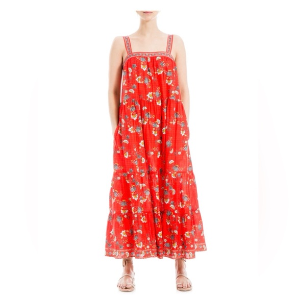 NWT($168) MAX STUDIO FLORAL TIERED COTTON BLEND MAXI
RED FLOATY FLORA Size Med - Picture 3 of 14